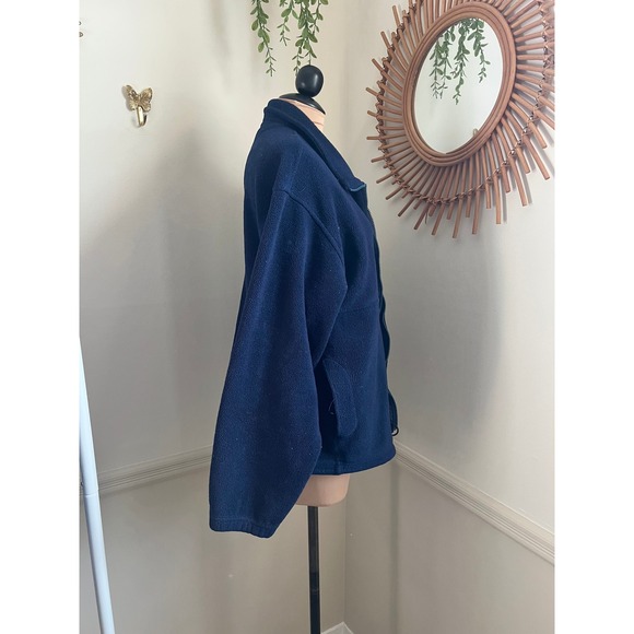 Vintage 90s Mens Lands End Navy Blue Fleece - Picture 2 of 5